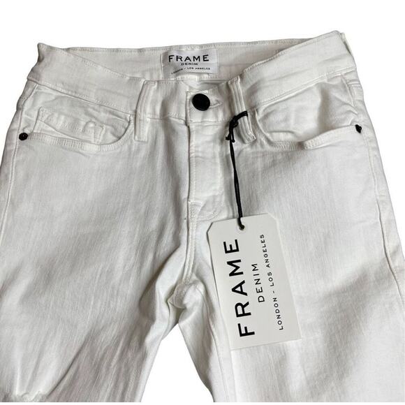 Frame Denim Le Skinny De Jeanne Ripped Jeans In Blanc Jefferson Size 27 - Picture 7 of 13